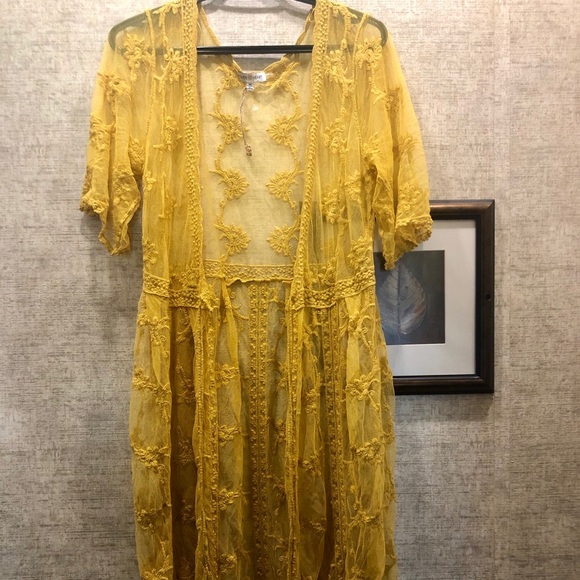 Sweaters - ❌SOLD NWT Mustard lace duster kimono